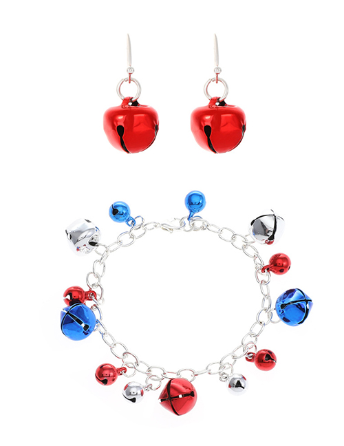 Fashion 13 Bells Set Alloy Geometric Bell Bracelet Stud Earrings Set
