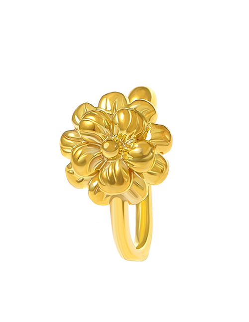 Fashion 01 Imitation Gold Flower Wg-0336 Metal Geometric Flower Piercing U-shaped Nose Clip