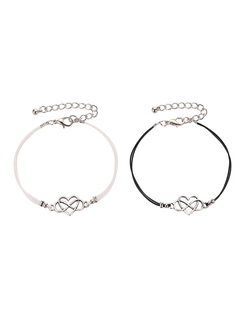 Fashion Black And White Bracelet 8005 Alloy Geometric Heart Bracelet Set
