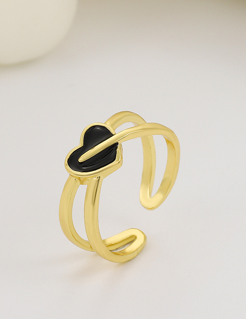 Fashion Gold Drip Oil Cutout Heart Ring