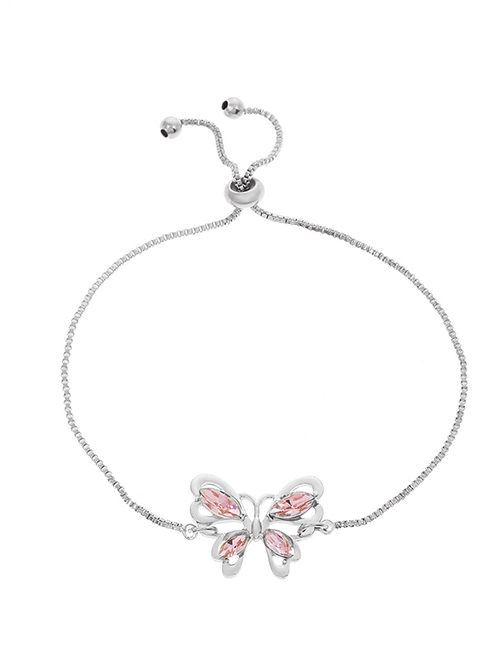 Fashion Silver Crystal Cutout Butterfly Bracelet