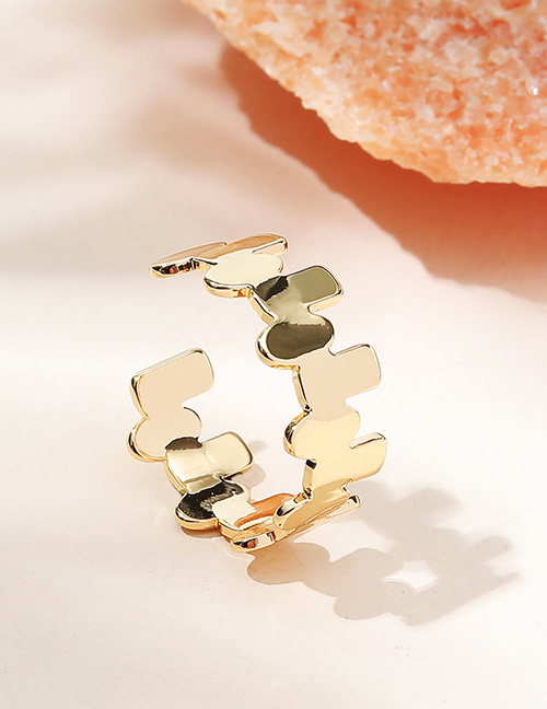 Fashion Gold Metal Geometric Cutout Ring