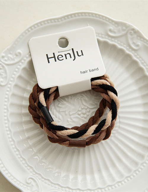Fashion Brown Twist Hair Rope Pack Of 5 Nylon Colorblock Braided Hair Rope