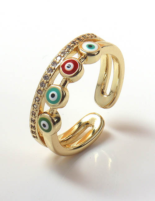 Fashion 4# Brass Gold Plated Diamond Drip Oil Eye Open Ring