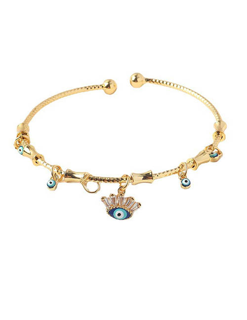 Fashion 3# Brass Gold Plated Diamond Eye Open Bracelet