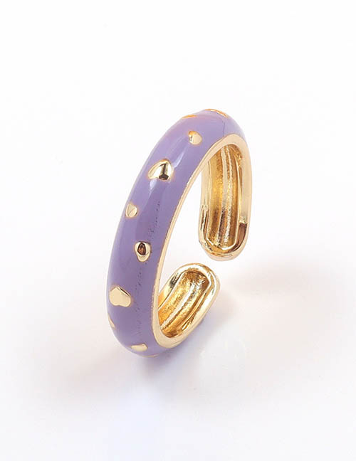 Fashion Purple Gold Plated Brass Oil Spotted Ring