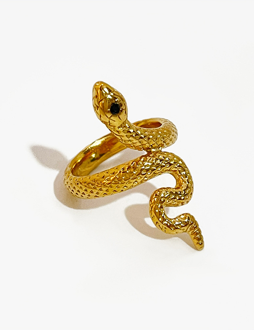 Fashion Gold Titanium Diamond Snake Ring
