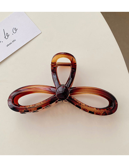 Fashion Leopard Coffee Acrylic Cutout Bow Grab Clip