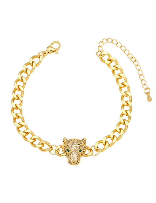 Fashion C Bronze Zirconium Panther Head Chain Bracelet