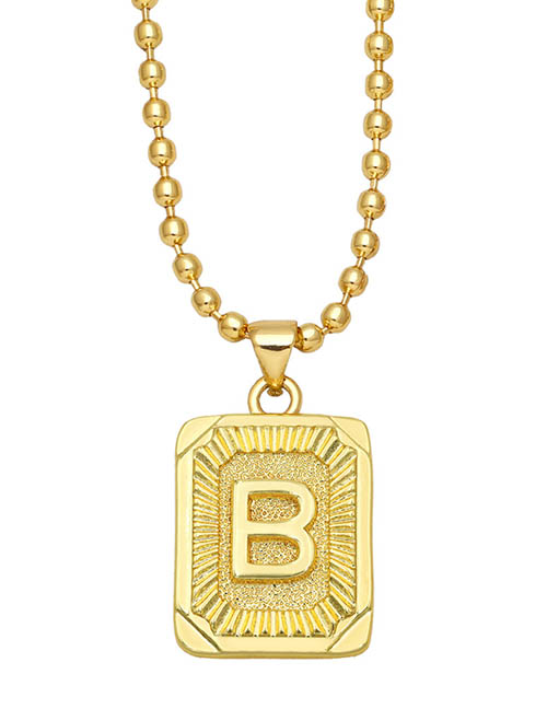 Fashion B Copper Gold Plated 26 Letter Square Necklace