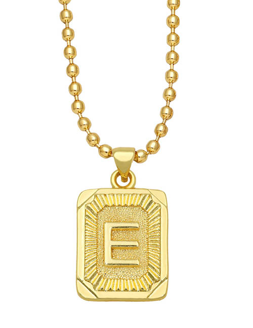 Fashion E Copper Gold Plated 26 Letter Square Necklace