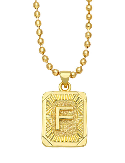 Fashion F Copper Gold Plated 26 Letter Square Necklace