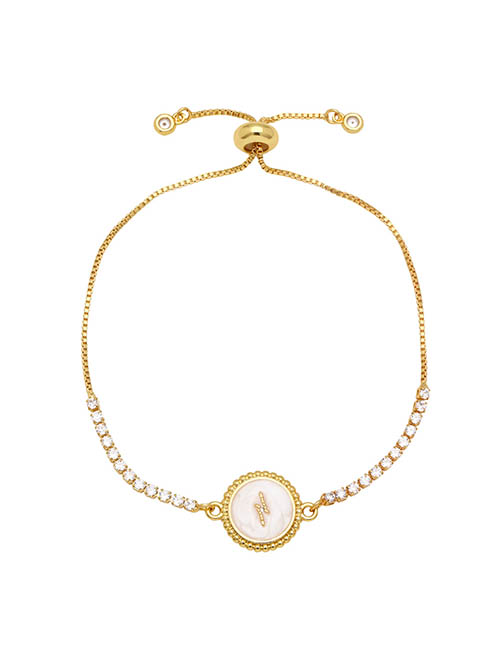 Fashion Lightning Brass Diamond Claw Chain Geometric Lightning Circle Medal Bracelet