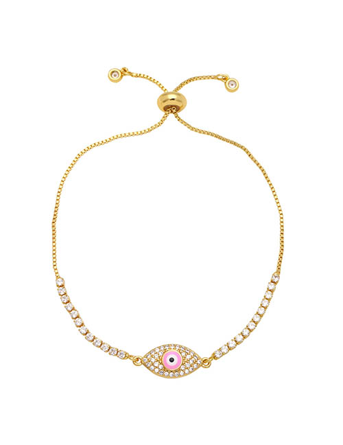 Fashion Pink Bronze Zirconium Oil Drop Eye Pull Bracelet