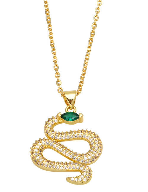 Fashion A Brass And Diamond Snake Necklace