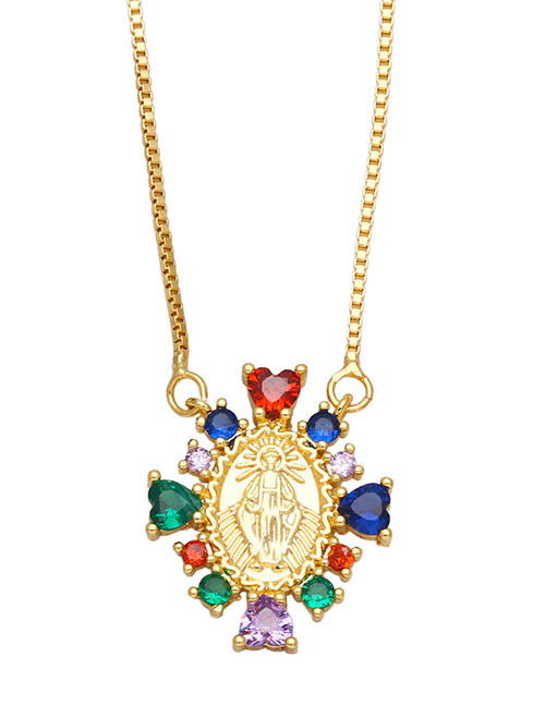 Fashion A Bronze Gold Plated Zirconium Madonna Necklace