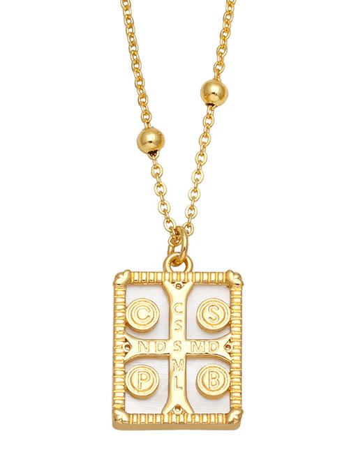 Fashion A Solid Copper Geometric Alphabet Cross Necklace