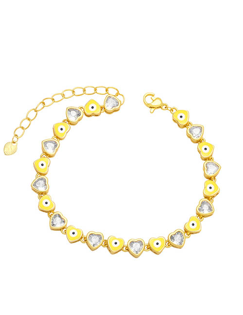 Fashion Yellow Bronze Diamond Drop Oil Love Eye Bracelet