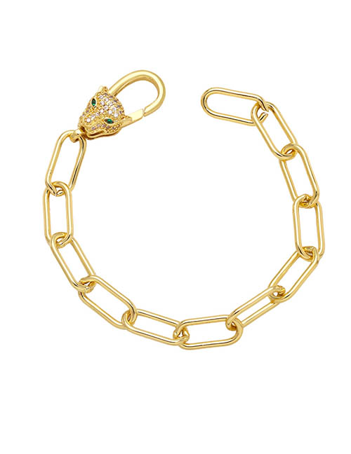Fashion Bracelet Bronze Diamond Leopard Head Chunky Chain Bracelet