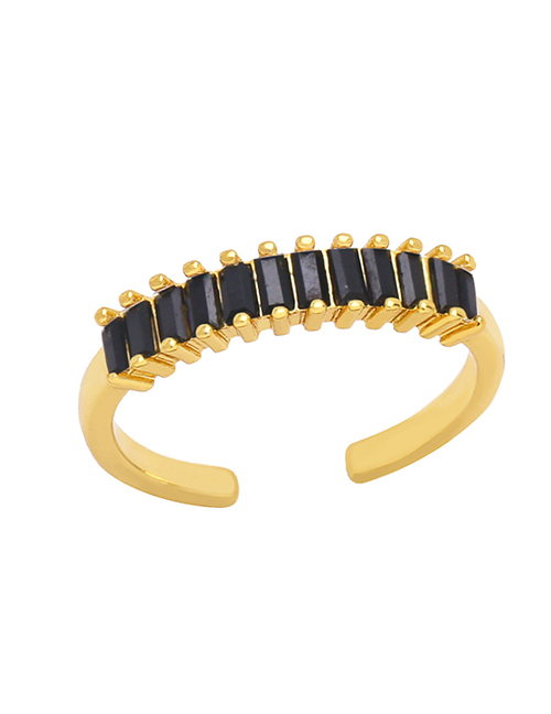 Fashion Black Bronze Zirconium Geometric Open Ring