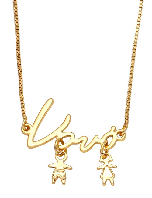 Fashion B Brass Inlaid Zirconium Letter Boys And Girls Necklace