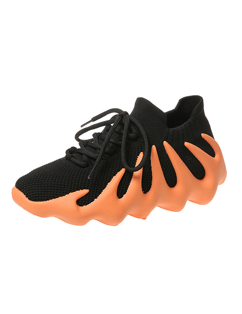 Fashion Orange Round Toe Stretch-knit Shoes