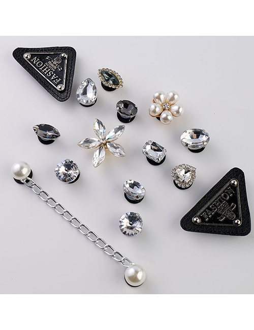 Fashion Accessories-triangle Diamond Flower Alloy Diamond Floral Pearl Geometric Buckle