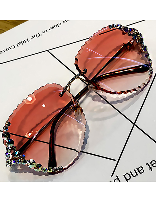 Fashion 【ice Powder】 Alloy Diamond Large Frame Sunglasses