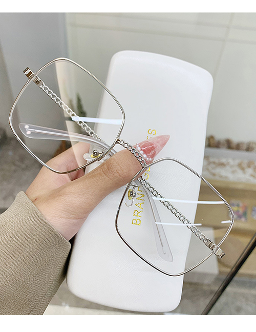Fashion 【silver Frame】 Large Square Frame Sunglasses With Cutout Temples
