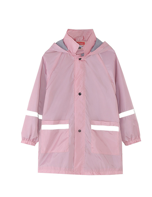 Fashion 13 Pink Blend Geometric Stand-up Tie Hood Coat