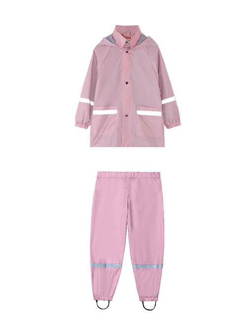 Fashion 13 Pink Blended Geometric Stand Collar Hooded Jacket Trousers Set
