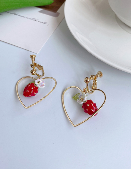 Fashion A Pair Of Ear Clips (screw Clips) Alloy Flower Strawberry Love Ear Clip