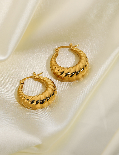 Fashion Gold Stainless Steel Croissant Earrings