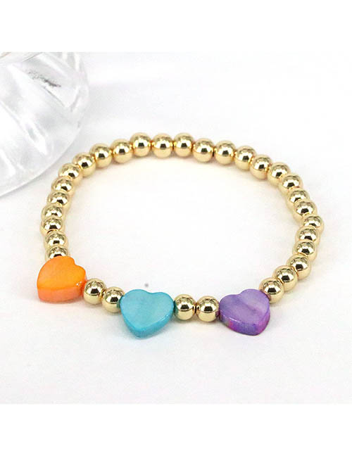 Fashion 3# Gold Plated Copper Beaded Heart Bracelet