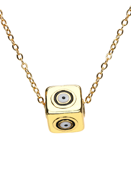 Fashion Black Magic Eye Copper Drop Oil Stereo Rubik's Cube Eye Necklace
