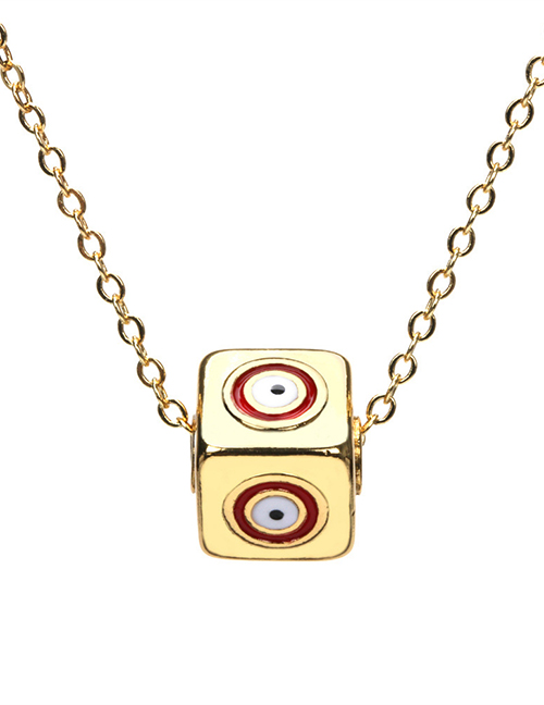 Fashion Red Magic Eye Copper Drop Oil Stereo Rubik's Cube Eye Necklace