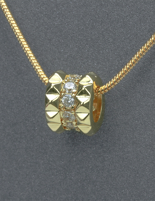 Fashion Gold Bronze Zirconium Geometric Embossed Necklace