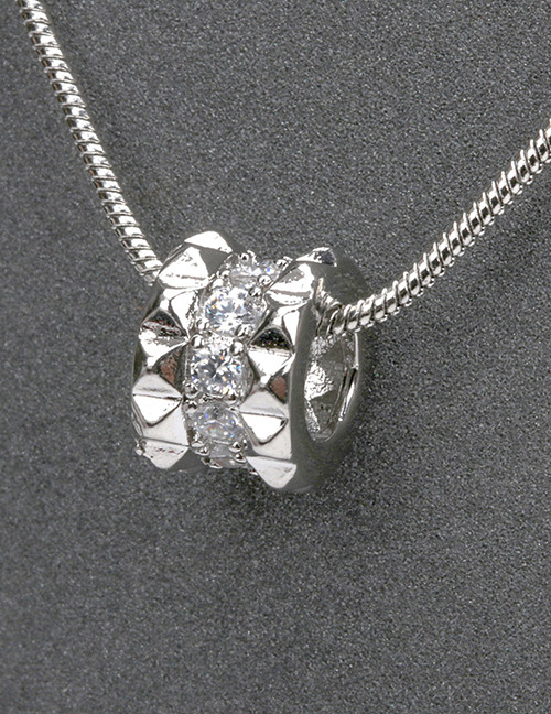 Fashion Silver Bronze Zirconium Geometric Embossed Necklace