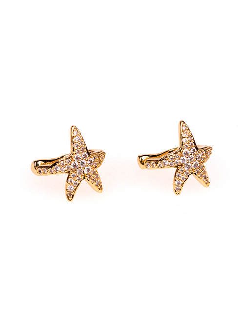 Fashion White Diamond Brass Inlaid Zirconium Starfish Ear Cuff