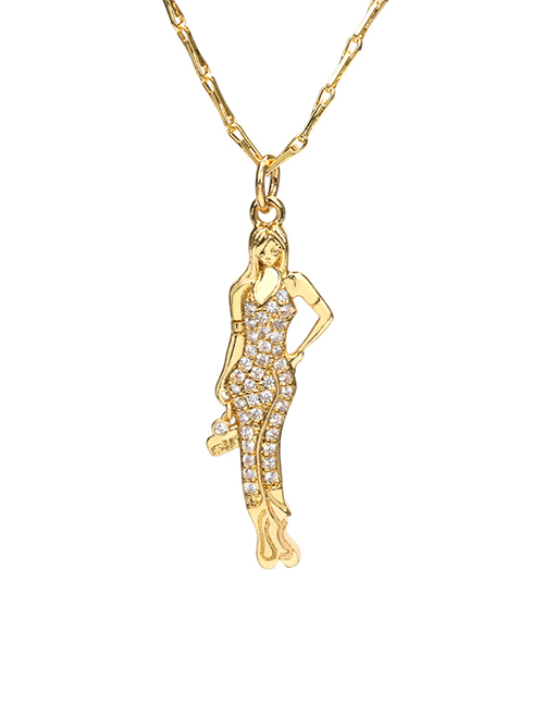 Fashion Gold Brass Gold Plated Zirconium Women's Necklace