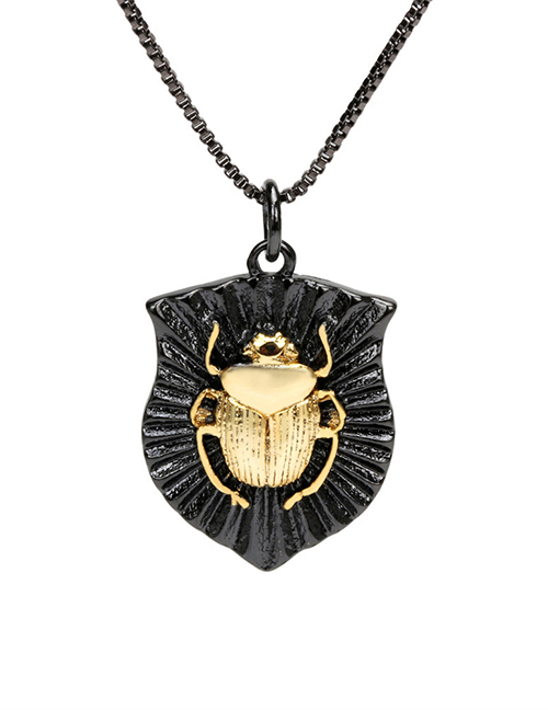 Fashion Black Gold Gold Plated Copper Beetle Necklace
