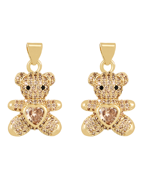 Fashion Khaki Bronze Zircon Bear Heart Pendant Accessories
