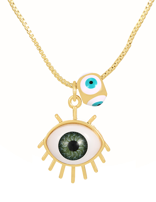 Fashion Green Bronze Zircon Eye Pendant Necklace