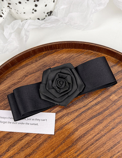 Fashion B Black Fabric Rose Bow Hair Clip