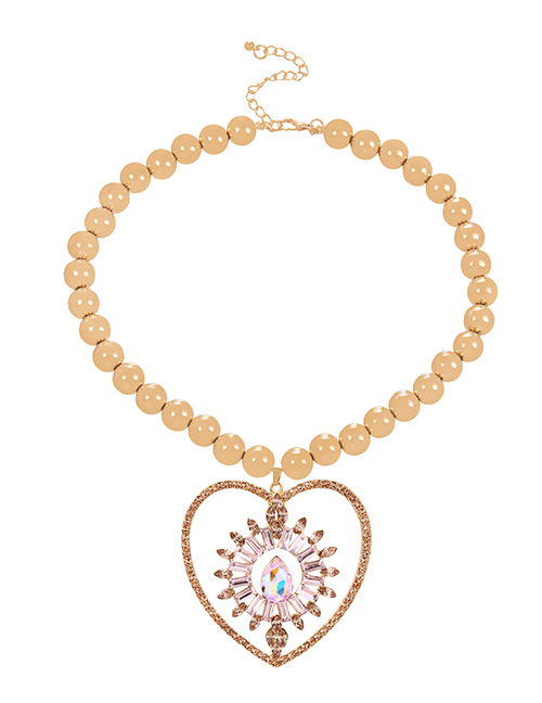 Fashion Ab Color Alloy Diamond Heart Pendant Necklace