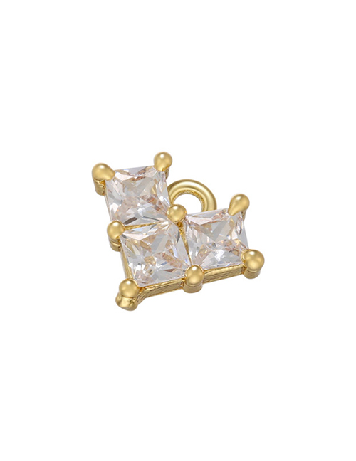Fashion Golden Trumpet Copper Inlaid Zirconium Square Diamond Jewelry Accessories
