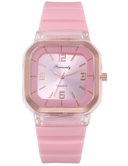 Fashion Pink 1 Stainless Steel Silicone Square Watch