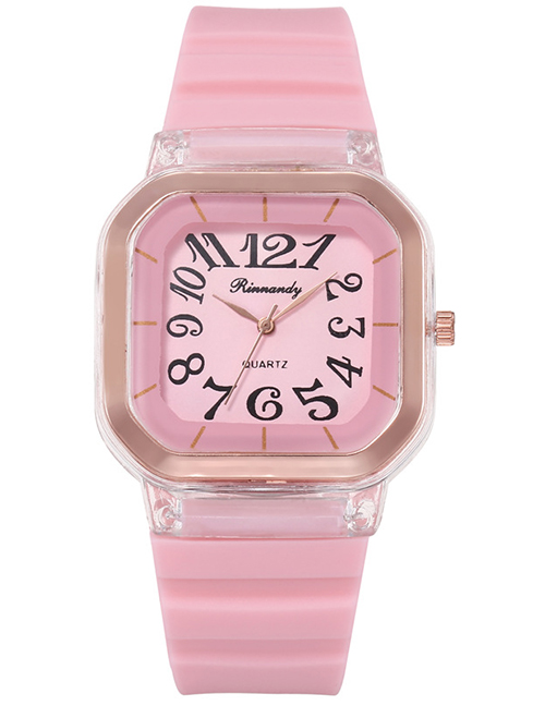 Fashion Pink 1 Silicone Square Dial Watch