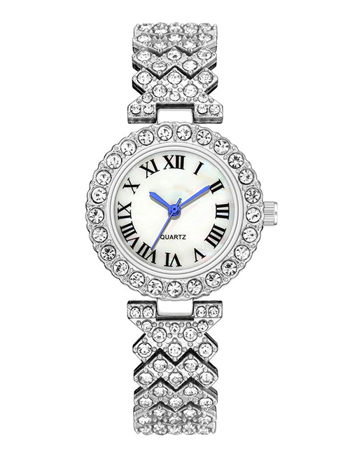 Fashion Silver Stainless Steel Diamond Geometric Steel Band Watch