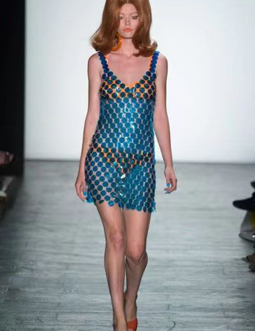 Fashion Blue Sequin Sequin Slip Dress